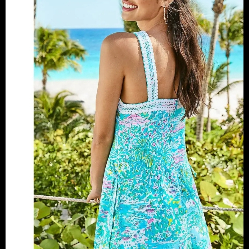 NWT Lilly Pulitzer Ryder romper gustavia green sunshine city size 8 - Picture 3 of 8